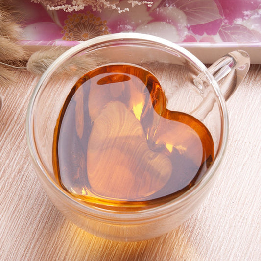 Heart Shaped Double Wall Glass Mug